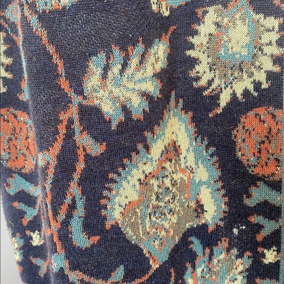 Peruvian Connection Navy Rustic Color Botanical Aztec Patterned Maxi Knit Dress - Picture 9 of 13